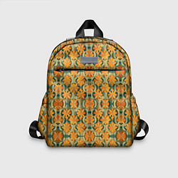Детский рюкзак Растительный оранжевый паттерн, цвет: 3D-принт