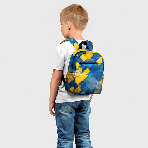 Детский рюкзак Синяя и жёлтая геометрия / 3D-принт – фото 5