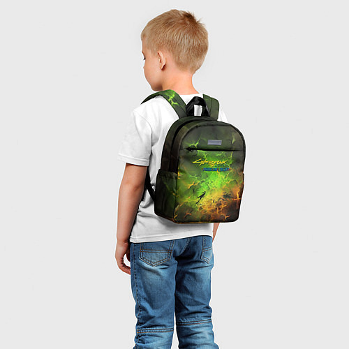 Детский рюкзак Cyberpunk 2077 phantom liberty green / 3D-принт – фото 5