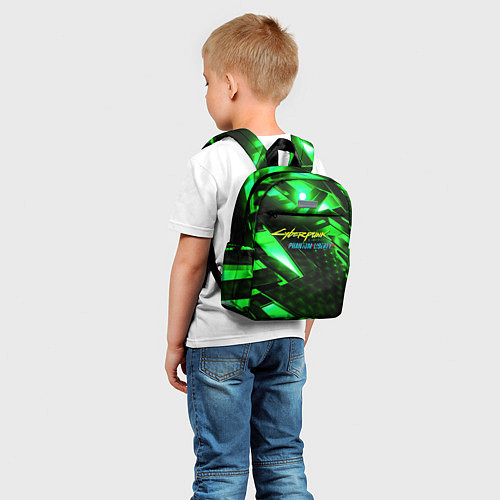 Детский рюкзак Cyberpunk 2077 phantom liberty neon green / 3D-принт – фото 5