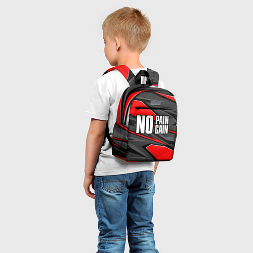 Детский рюкзак No pain no gain - красный / 3D-принт – фото 5