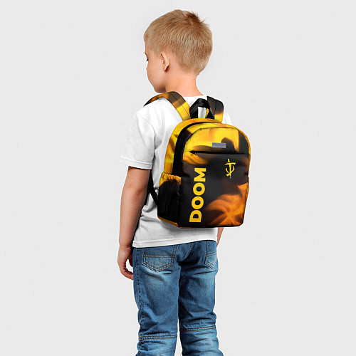 Детский рюкзак Doom - gold gradient: надпись, символ / 3D-принт – фото 5