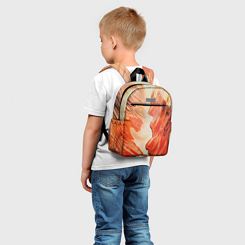 Детский рюкзак Бежевые и красные краски / 3D-принт – фото 5