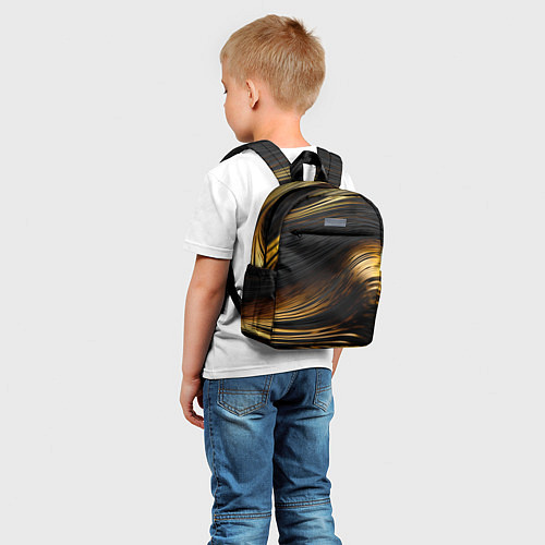 Детский рюкзак Black gold waves / 3D-принт – фото 5