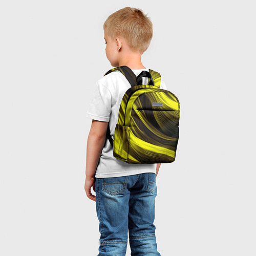 Детский рюкзак Черные и желтые линии / 3D-принт – фото 5