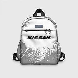 Детский рюкзак Nissan speed на светлом фоне со следами шин: симво, цвет: 3D-принт