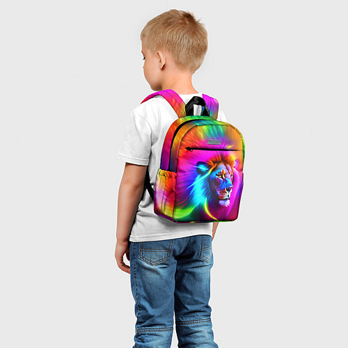 Детский рюкзак Неоновый лев в цветовой абстракции / 3D-принт – фото 5