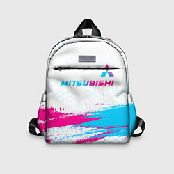 Детский рюкзак Mitsubishi neon gradient style: символ сверху, цвет: 3D-принт