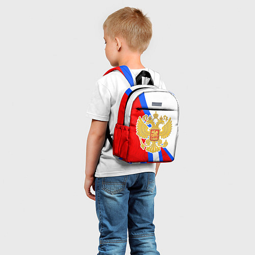 Детский рюкзак Герб РФ - Российский триколор / 3D-принт – фото 5