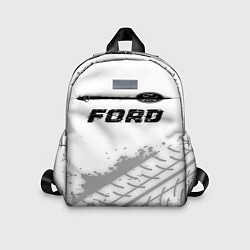 Детский рюкзак Ford speed на светлом фоне со следами шин: символ, цвет: 3D-принт