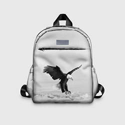 Детский рюкзак Орёл в облаках черно-белый, цвет: 3D-принт