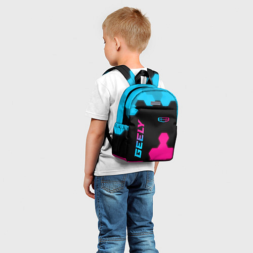 Детский рюкзак Geely - neon gradient: надпись, символ / 3D-принт – фото 5