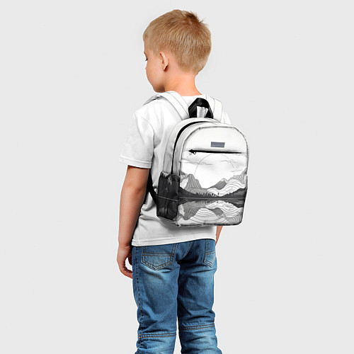 Детский рюкзак Минималистичный пейзаж чб / 3D-принт – фото 5