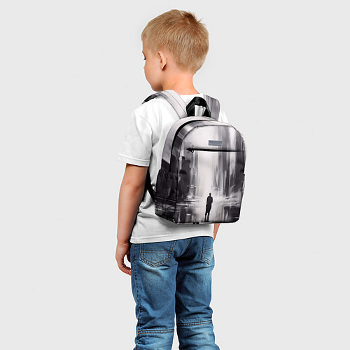 Детский рюкзак Большой мрачный город с силуэтом человека / 3D-принт – фото 5
