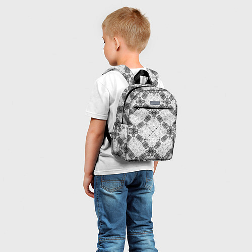 Детский рюкзак Черно-белый ажурный кружевной узор Геометрия / 3D-принт – фото 5