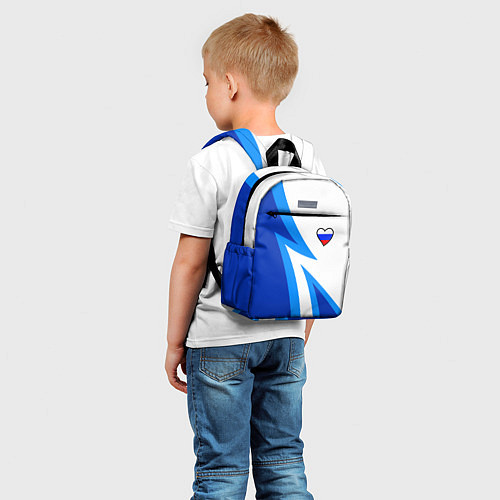 Детский рюкзак Флаг России в сердечке - синий / 3D-принт – фото 5