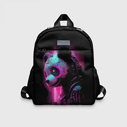 Детский рюкзак Панда киберпанк в фиолетовом свете, цвет: 3D-принт