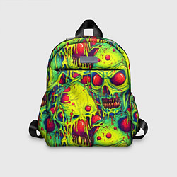 Детский рюкзак Зеленые психоделические черепа, цвет: 3D-принт