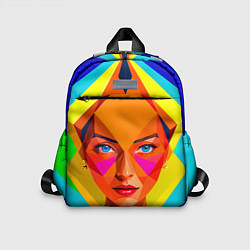 Детский рюкзак Девушка голубоглазая в ромбе, цвет: 3D-принт