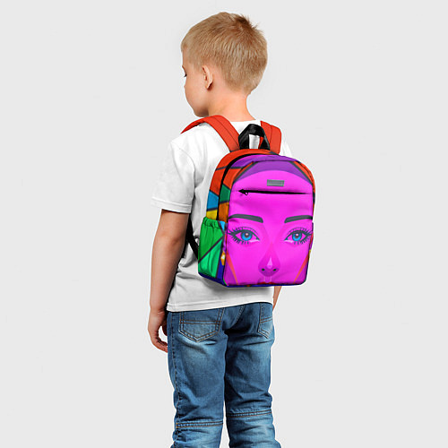 Детский рюкзак Девушка с голубыми глазами и фиолетовым лицом / 3D-принт – фото 5