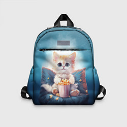 Детский рюкзак Белый котик с попкорном