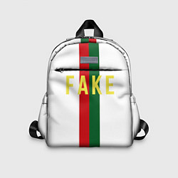 Детский рюкзак Зелёная и красная полосы с надписью Fake, цвет: 3D-принт