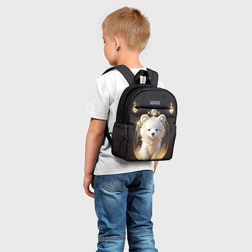 Детский рюкзак Белый медвежонок с фонариками / 3D-принт – фото 5