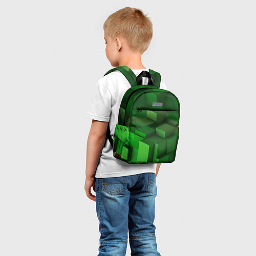Детский рюкзак Зелёный блоковый паттерн / 3D-принт – фото 5