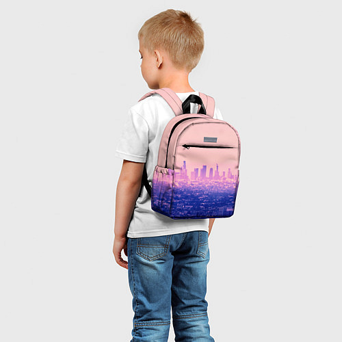 Детский рюкзак Город в розовом и фиолетовом цветах / 3D-принт – фото 5