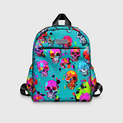 Детский рюкзак Паттерн из ярких черепов - поп-арт - мода, цвет: 3D-принт