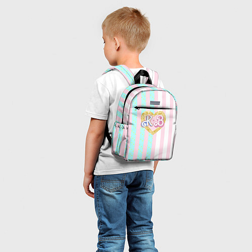 Детский рюкзак Кен плюс Барби: сплит розовых и голубых полосок / 3D-принт – фото 5
