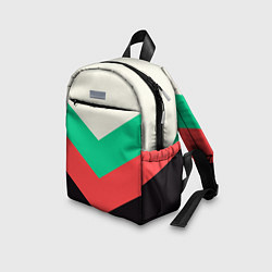 Детский рюкзак Ломаные линии красно-зелёный, цвет: 3D-принт — фото 2