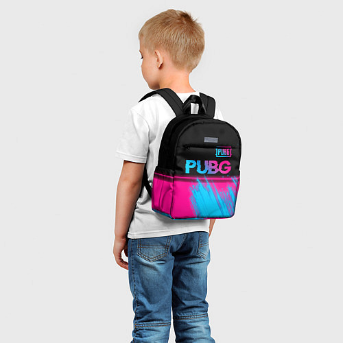 Детский рюкзак PUBG - neon gradient: символ сверху / 3D-принт – фото 5