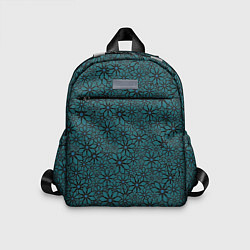 Детский рюкзак Цветочный паттерн сине-зелёный, цвет: 3D-принт