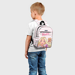 Детский рюкзак Барби с щенком: розово-белая горизонтальная полоск, цвет: 3D-принт — фото 2