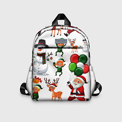 Детский рюкзак Зимний праздник - деды морозы гномы олени