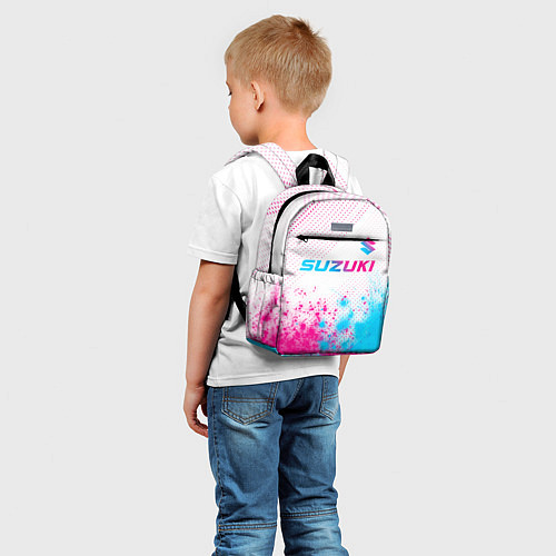 Детский рюкзак Suzuki neon gradient style: символ сверху / 3D-принт – фото 5
