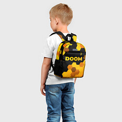 Детский рюкзак Doom - gold gradient: символ сверху, цвет: 3D-принт — фото 2