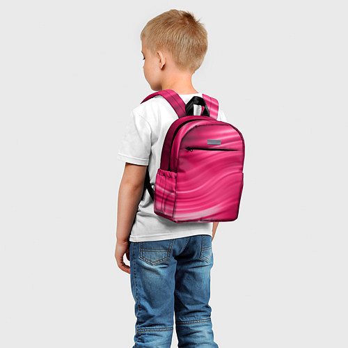 Детский рюкзак Абстрактный волнистый узор в красно-розовых тонах / 3D-принт – фото 5