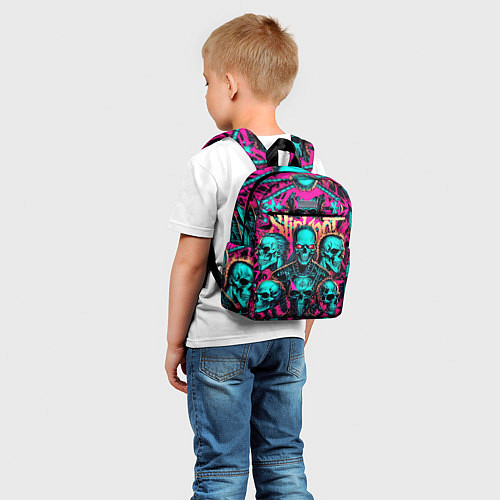 Детский рюкзак Slipknot на фоне рок черепов / 3D-принт – фото 5