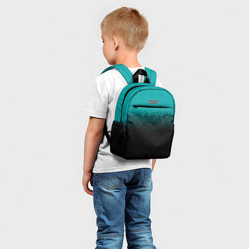 Детский рюкзак Градиент бирюзово-чёрный / 3D-принт – фото 5