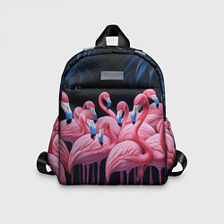 Детский рюкзак Стая розовых фламинго в темноте, цвет: 3D-принт