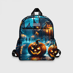 Детский рюкзак Темная ночная улица и жуткие тыквы, цвет: 3D-принт