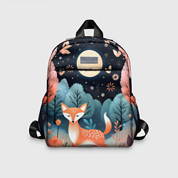 Детский рюкзак Лисичка в осеннем лесу фолк-арт, цвет: 3D-принт
