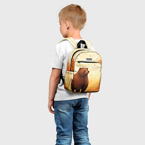 Детский рюкзак Мишка в осеннем лесу фолк-арт / 3D-принт – фото 5