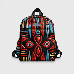 Детский рюкзак Красно-синий узор в африканском стиле, цвет: 3D-принт