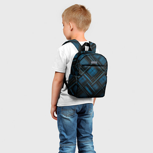 Детский рюкзак Тёмно-синяя шотландская клетка / 3D-принт – фото 5
