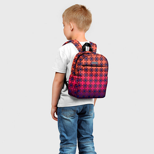 Детский рюкзак Паттерн стилизованные цветы оранж-фиолетовый / 3D-принт – фото 5