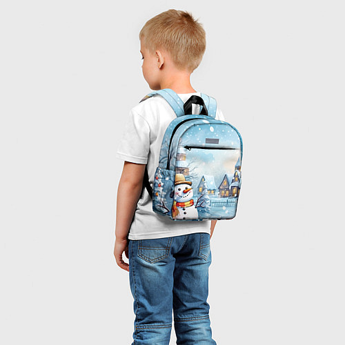 Детский рюкзак Новогодний городок и снеговики / 3D-принт – фото 5