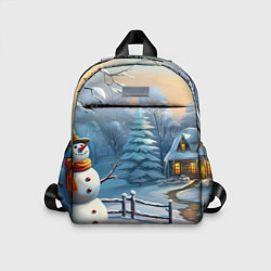 Детский рюкзак Новый год и снеговик, цвет: 3D-принт